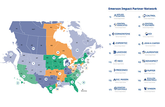 Since the establishment of Emerson’s first Impact Partner collaboration in 1913, the program has grown to include 80+ certified customer support centers staffed today by over 7,600 employees across the US and Canada.  